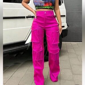 Vibrant Pink Cargo Pants